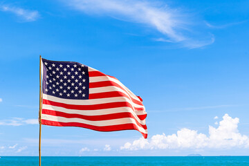 Wall Mural - flag of united states of america (usa) waving in the wind