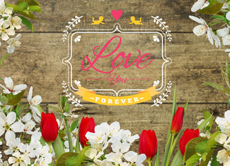 i love you forever greeting card or banner with