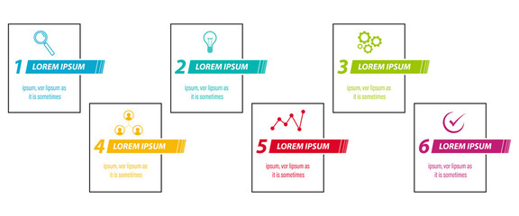 Fototapete - Infographics design vector and business icons with 6 options for presentation and web site	