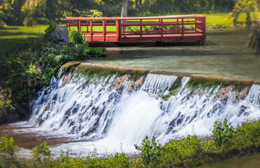 A small waterfall in a dreamy landscape at a Pennsylvania park