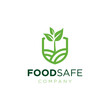 Food Safety consulting company logo design vector. Badge natural food symbol template . Organic leaf and shield sign