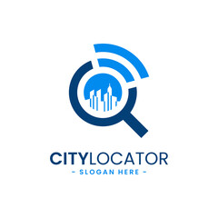 Wall Mural - City locator logo design template. Creative gps map point location symbol concept.