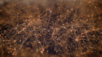 Poster - Abstract molecular texture animation animation with dots and lines connect and Extremely shallow depth of field. Plexus style animation.
