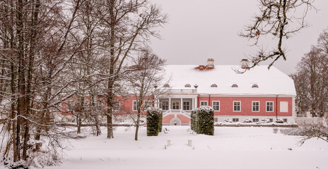 Poster - old manor in winter time, europe, estonia