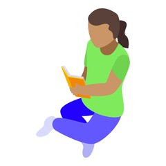 Poster - Child reading icon. Isometric of child reading vector icon for web design isolated on white background