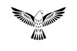 Engraving of stylized dove on white background. Decorative bird. Linear drawing. Flying bird. Stencil art. Dove of peace.