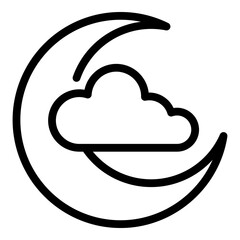 Poster - moon and cloud icon. outline moon and cloud vector icon for web design isolated on white background