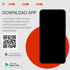 Poster - Download page of the mobile app. Advertising space for your application Flat vector illustration