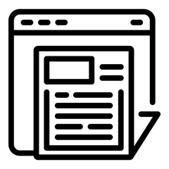 Poster - Web newspaper icon. Outline web newspaper vector icon for web design isolated on white background