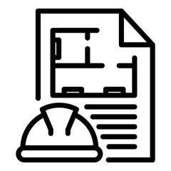 Poster - Builder new plan icon. Outline builder new plan vector icon for web design isolated on white background