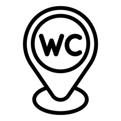 Poster - Wc gps pin icon. Outline wc gps pin vector icon for web design isolated on white background