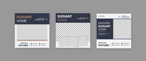 Wall Mural - set of real estate social media post, home for sale social media post, home repair poster vector tem