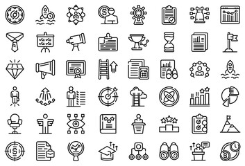 Poster - Successful career icons set. Outline set of successful career vector icons for web design isolated on white background