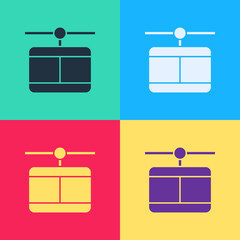 Poster - Pop art Cable car icon isolated on color background. Funicular sign. Vector.