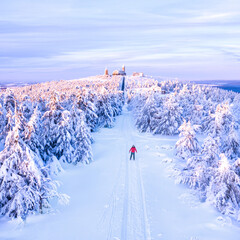 Poster - oben auf dem Gipfel im Winter