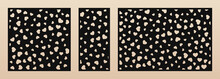 Laser Cut Pattern With Hearts. Vector Template With Scattered Small Heart Shapes. Valentines Day Design. Decorative Panel For Laser Cutting Of Wood, Metal, Paper, Plastic. Aspect Ratio 1:1, 1:2, 3:2