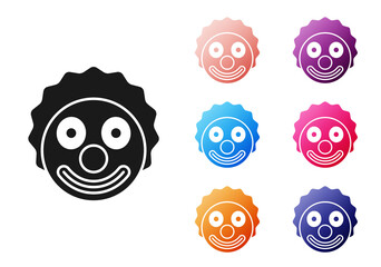 Wall Mural - Black Clown head icon isolated on white background. Set icons colorful. Vector.