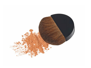 Wall Mural - Cosmetic makeup brush with face powder isolated on white