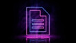 © RocknRoller Studios - Pink and blue neon light document icon. Vibrant colored word document technology symbol, isolated on a black background. 3D Render