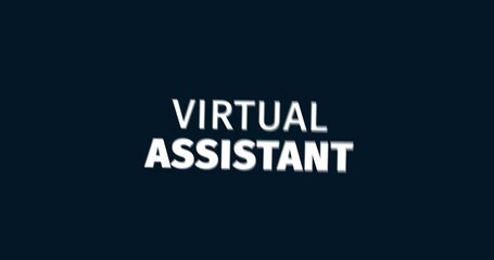 Wall Mural - virtual assistant. save money, save time. animated words. kinetic text animation. intro