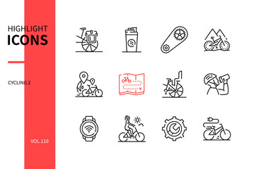 Wall Mural - Cycling - modern line design style icons set