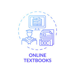 Fototapete - Online textbooks concept icon. Online teaching digital resources. Futuristic learning program for student in schools idea thin line illustration. Vector isolated outline RGB color drawing