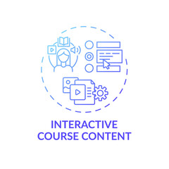 Fototapete - Interactive course content concept icon. Online teaching tips. Education that allows student to impact content idea thin line illustration. Vector isolated outline RGB color drawing