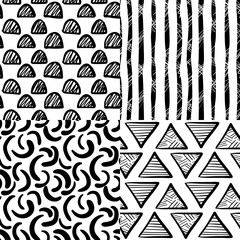 Wall Mural - Set of Hand Drawn Modern Doodles Vector Patterns