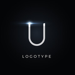 Aufkleber - Futurism style letter U. Minimalist type for modern futuristic logo, elegant cyber tech monogram, digital device and hud graphic. Minimal style symbol, vector design