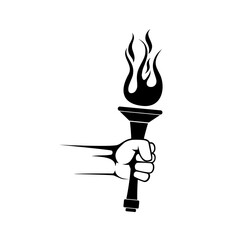 Wall Mural - Hand with flaming torch icon isolated on white background