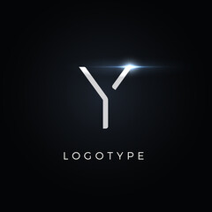 Poster - Futurism style letter Y. Minimalist type for modern futuristic logo, elegant cyber tech monogram, digital device and hud graphic. Minimal style symbol, vector design