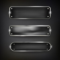 Wall Mural - buttons set web steel on background color black 2