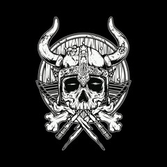 Wall Mural - Skull viking warrior graphic illustration vector art t-shirt design