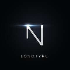Poster - Futurism style letter N. Minimalist type for modern futuristic logo, elegant cyber tech monogram, digital device and hud graphic. Minimal style symbol, vector design