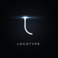 Poster - Futurism style letter L. Minimalist type for modern futuristic logo, elegant cyber tech monogram, digital device and hud graphic. Minimal style symbol, vector design