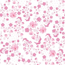 Floral Seamless Pattern With Beautiful Light Pink Flowers. Romantic Background. Delicate Print For Fabric.