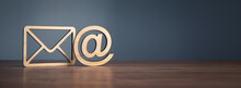 Email Symbol At Commercial And Envelope.