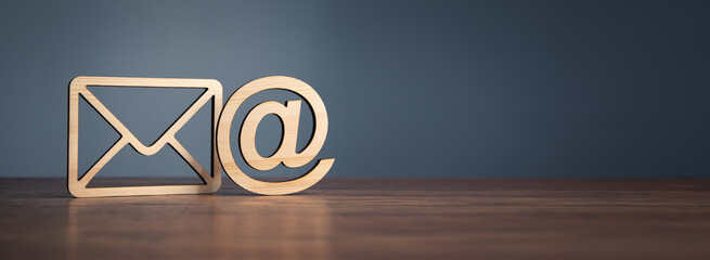 Poster - Email symbol at commercial and envelope.