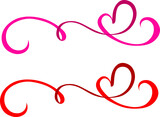 Fototapeta  - Red and pink ribbon in the shape of a heart. Valentine's day. Vector