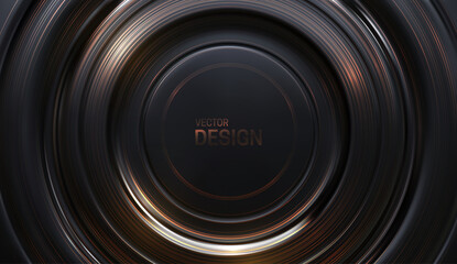 Poster - Black concentric surface with golden anisotropic effect.