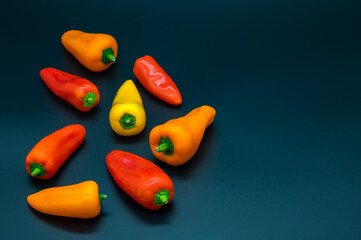 colorful bio fresh peppers small and large