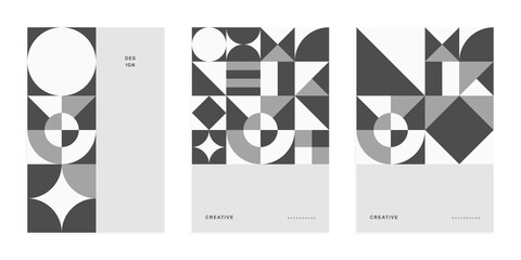 Abstract geometric technological company brochure. Corporate identity flyer. Vector set business presentation.