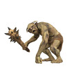 Fantasy Troll leaning on one hand and holding a spiked club weapon.