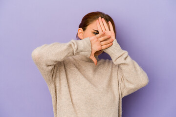 Young arab mixed race woman keeping two arms crossed, denial concept.