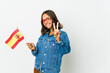 © Asier - Young spanish woman holding a flag isolated on white background