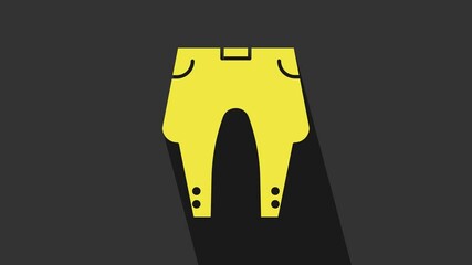 Sticker - Yellow Pants icon isolated on grey background. 4K Video motion graphic animation