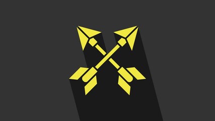 Sticker - Yellow Crossed arrows icon isolated on grey background. 4K Video motion graphic animation