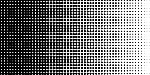 Poster - Dots black white gradient. Pop-art texture. Vector line gradient halftone. Stock image. EPS 10.