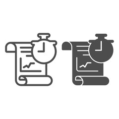 Poster - Report and clock line and solid icon, startup concept, schedule sign on white background, Office graph report with alarm clock icon in outline style for mobile concept and web design. Vector graphics.