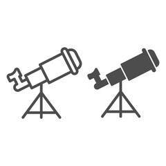 Poster - Telescope line and solid icon, startup concept, Monocular sign on white background, Spyglass icon in outline style for mobile concept and web design. Vector graphics.